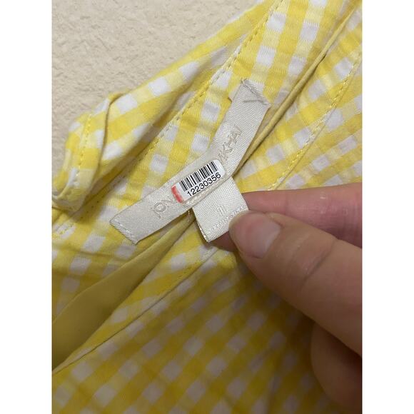 Jonathan Simkhai Dress Yellow Gingham Size 8 Midi Ruffle Picnic Preppy Whimsical - Picture 3 of 11